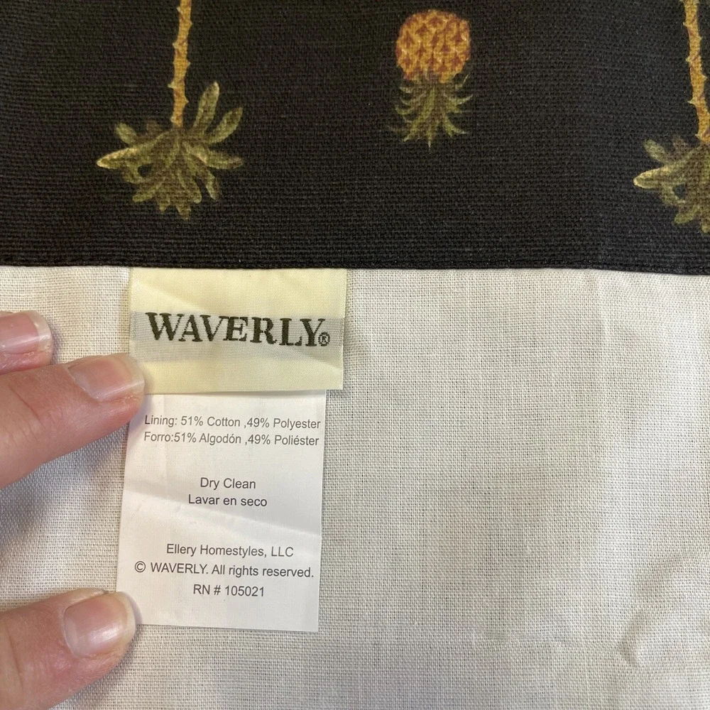 Vintage‎ Waverly Tiki Print Valance Pineapple Palm Tree Tiki Bamboo Hawaii